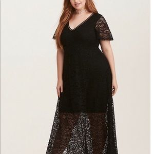 Black Lace V Neck Maxi Dress